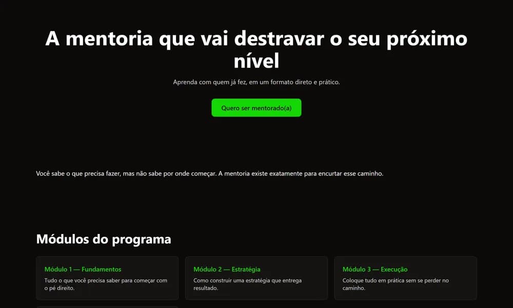 Página gerada pelo template Curso / Mentoria no clonar.app